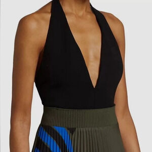 $650 NWT Proenza Schouler Women's Black Compact Knit Halter Bodysuit Size S